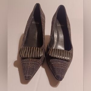 Vintage Stuart Weitzman Plaid Heels with Striped Accent